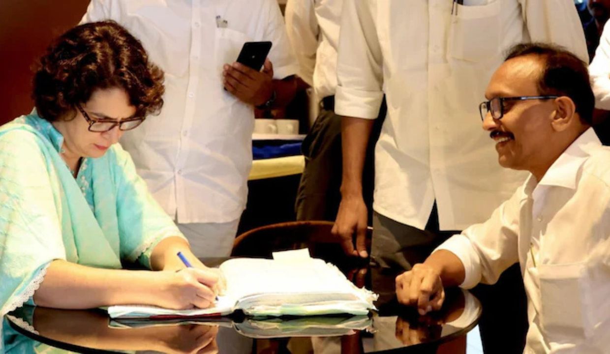 Priyanka Gandhi makes her political debut by signing her nomination for the Wayanad bypolls